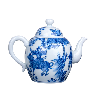 宝瓷林陶瓷中式手绘青花鬼谷子下山小差距泡茶家用功夫茶具小茶壶