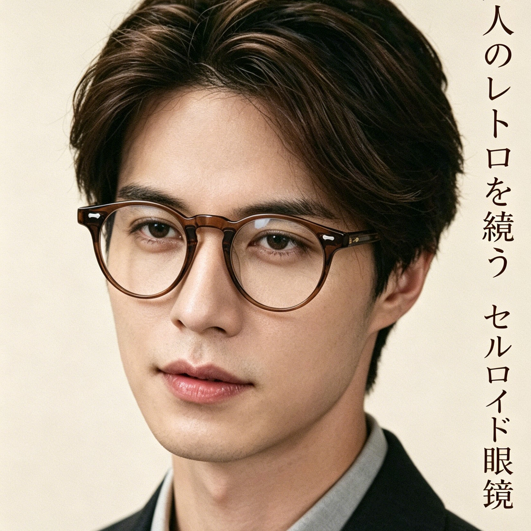 日本手制眼镜男透明唐草纹KHOTY复古文艺板材圆框大脸近视镜架女