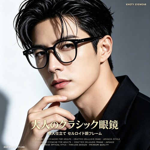 日本手造透明板材镜框男潮Khoty