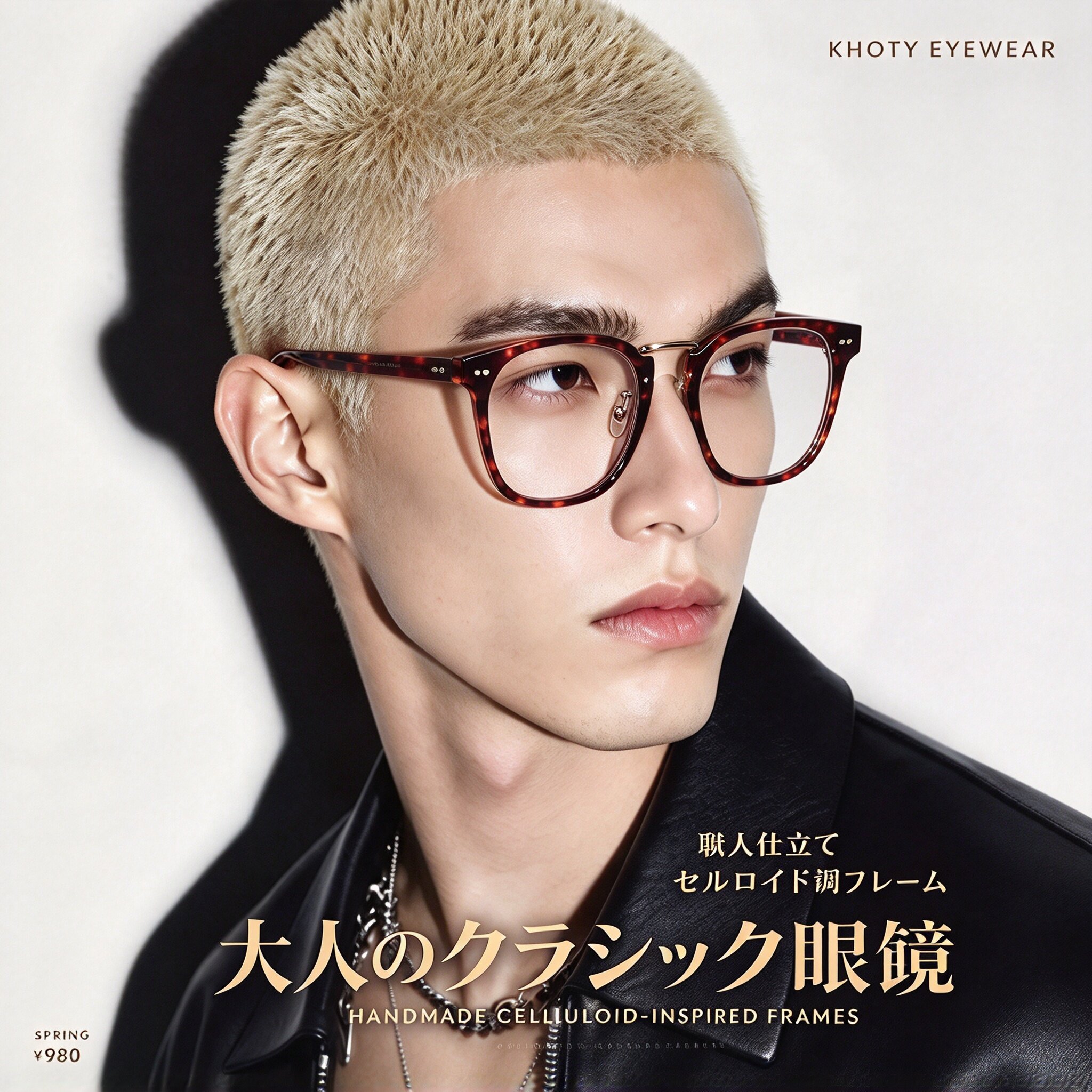 日本纯钛板材镜架透明男KHOTY复古明星防蓝光近视大脸眼镜框中性