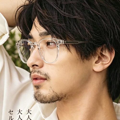 日本手造透明板材镜框男潮Khoty