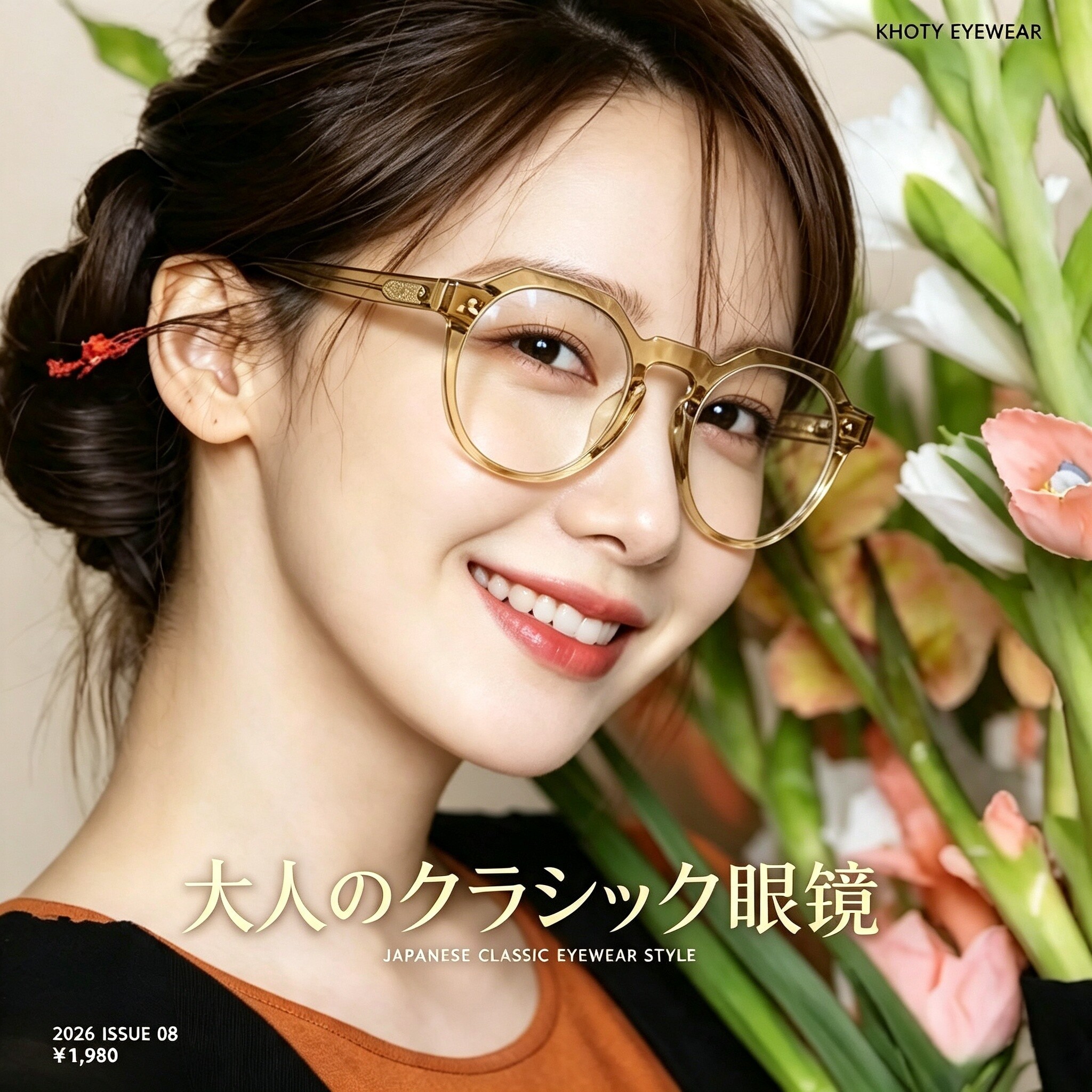 日本手工板材镜架女Khoty圆框