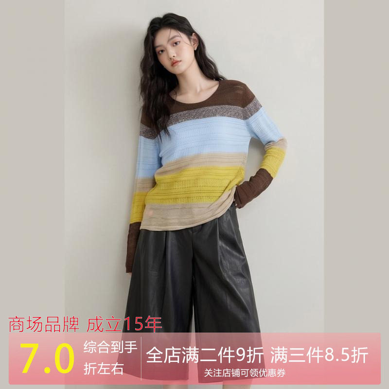 KOMPASU 七分直筒宽松阔腿PU皮女休闲裤2026春秋QYK8531521