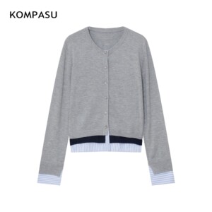 【商场同款/品质精选】KOMPASU绵羊毛毛衣针织衫女开衫QBA85W1128