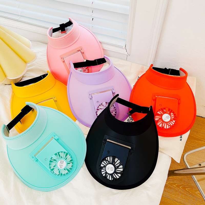 夏季防晒带风扇的帽子男女款usb充电太阳能吹风扇遮阳棒球鸭舌帽