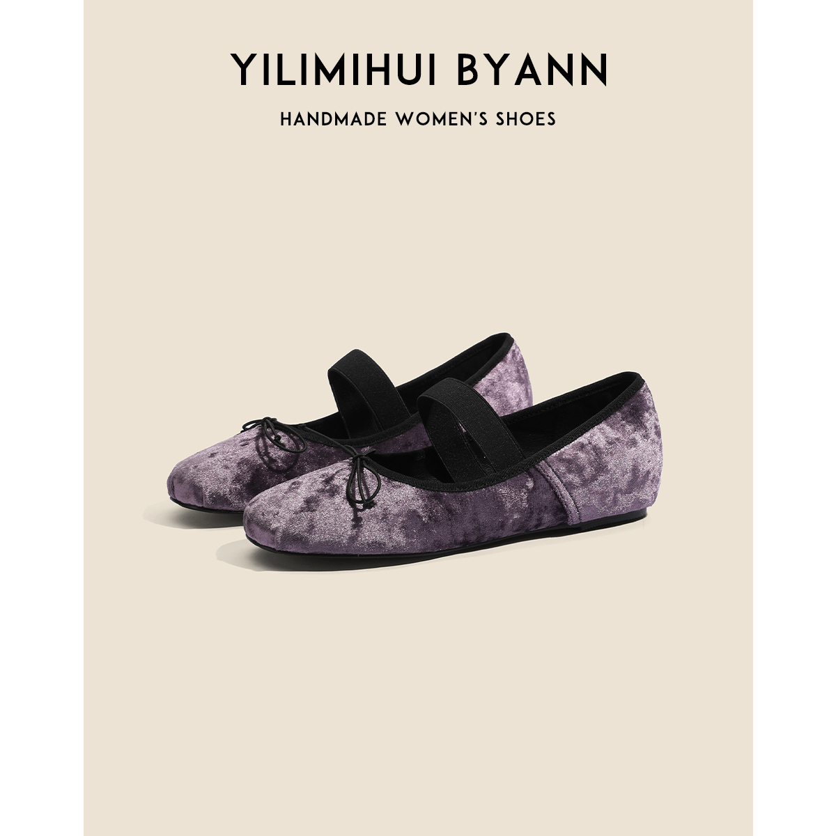 一力米灰芭蕾舞鞋蝴蝶结低跟