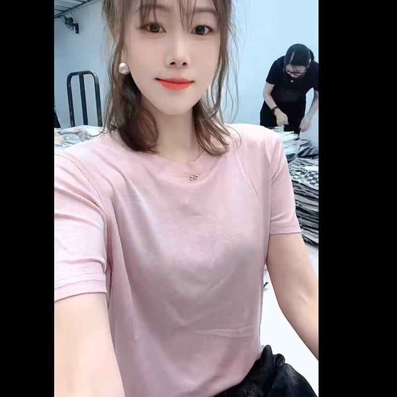 蝴蝶结钉珠t恤女洋气短袖纯色