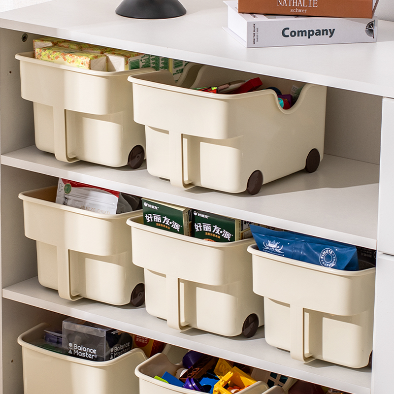 桌面收纳盒零食杂物高款带轮子