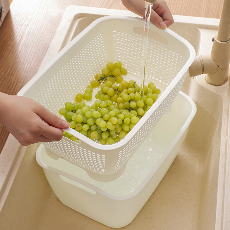 洗菜盆沥水篮家用水果盆双层厨房洗菜长方形洗蔬果盆淘米过滤神器