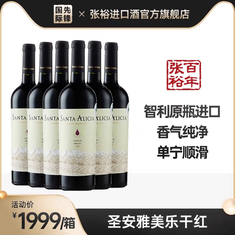 张裕旗下 智利原瓶进口圣安雅精选美乐干红葡萄酒750ml整箱