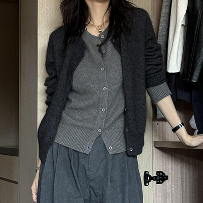 假两件针织毛衣外套女初春2025新款高级感毛衣开衫内搭打底衫上衣