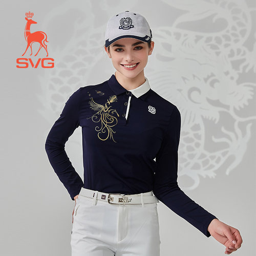 SVG高尔夫女士长袖t恤藏兰印花