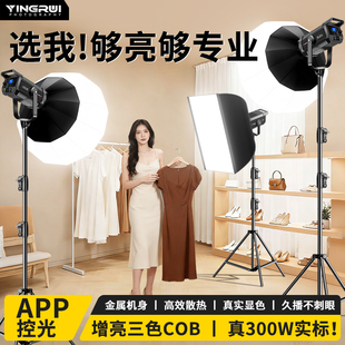 300W直播补光灯专业COB主播专用直播间拍摄打光摄影灯LED美颜球形拍照室内拍视频深抛影棚服装影视APP常亮灯