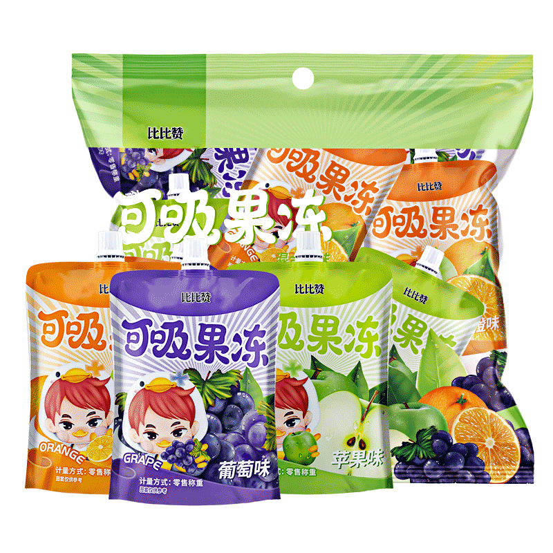 比比赞吸可吸果冻低0脂肪网红小零食儿童小吃休闲食品小包装批发