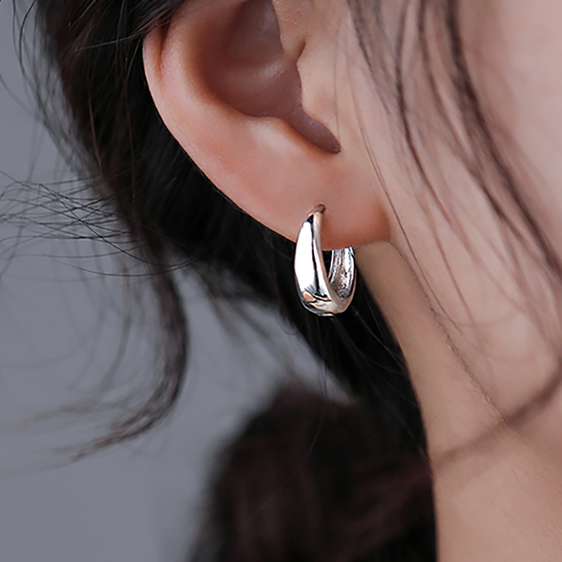 素圈S925纯银养耳洞耳环