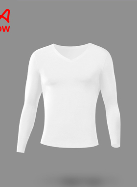 猫人莫代尔秋衣男无痕薄款白色上衣秋衣秋裤套装男士上身保暖内衣