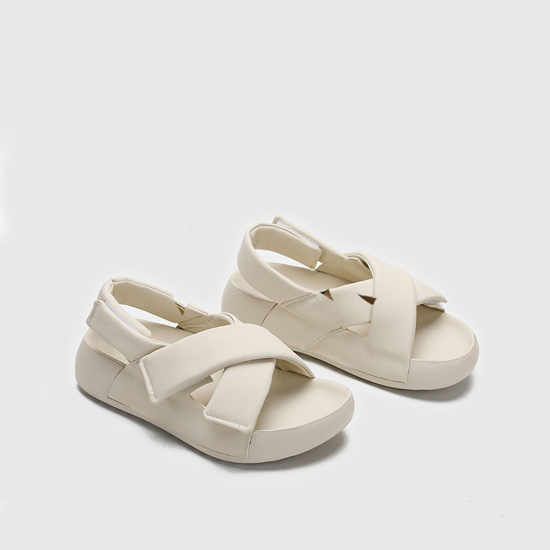厚底凉鞋女款2026年春夏季新款魔术贴交叉绑带舒适休闲凉鞋沙滩鞋,女鞋,时装凉鞋,淘宝优惠券,粉丝福利购,淘宝优惠卷