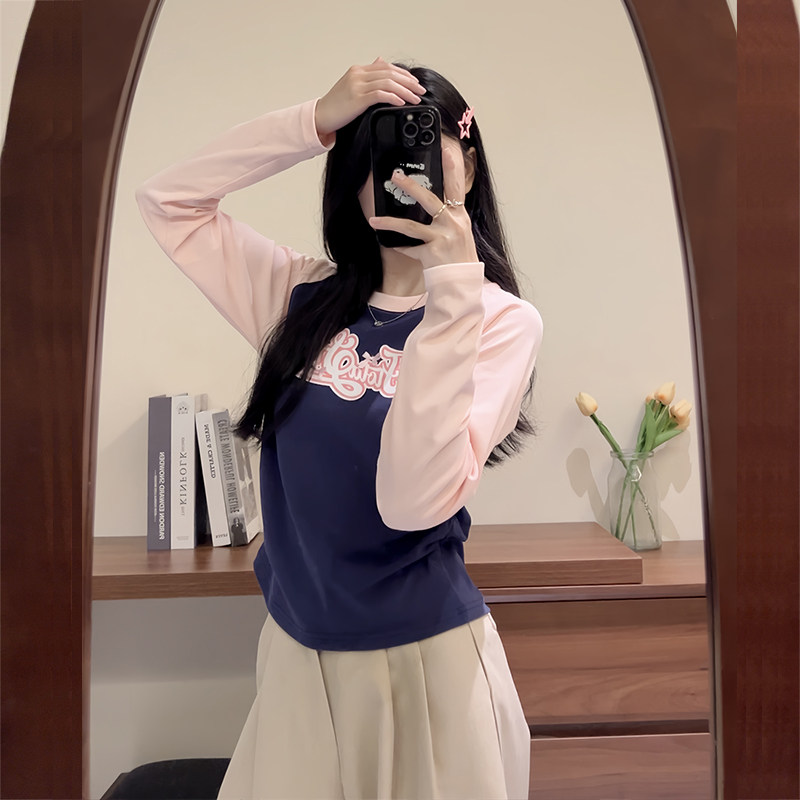 插肩袖t恤女长袖正肩秋冬上衣