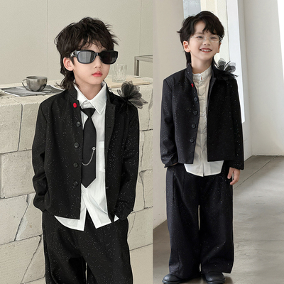 男童主持人礼服国风儿童走秀潮服