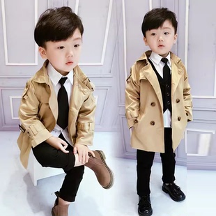 男童风衣2026新款英伦风春秋帅气儿童外套洋气宝宝小男孩时髦上衣