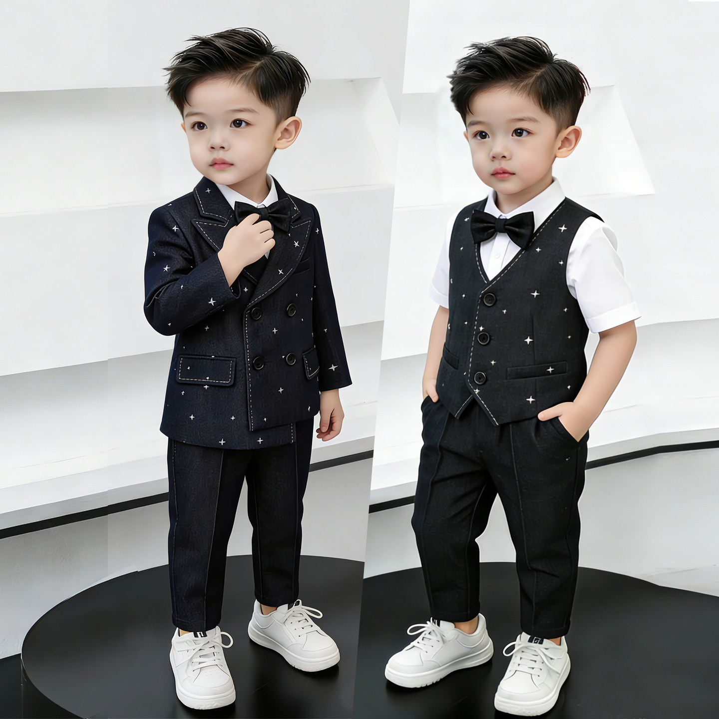 男童西装套装英伦风花童男孩生日宴礼服帅气儿童主持人钢琴演出服
