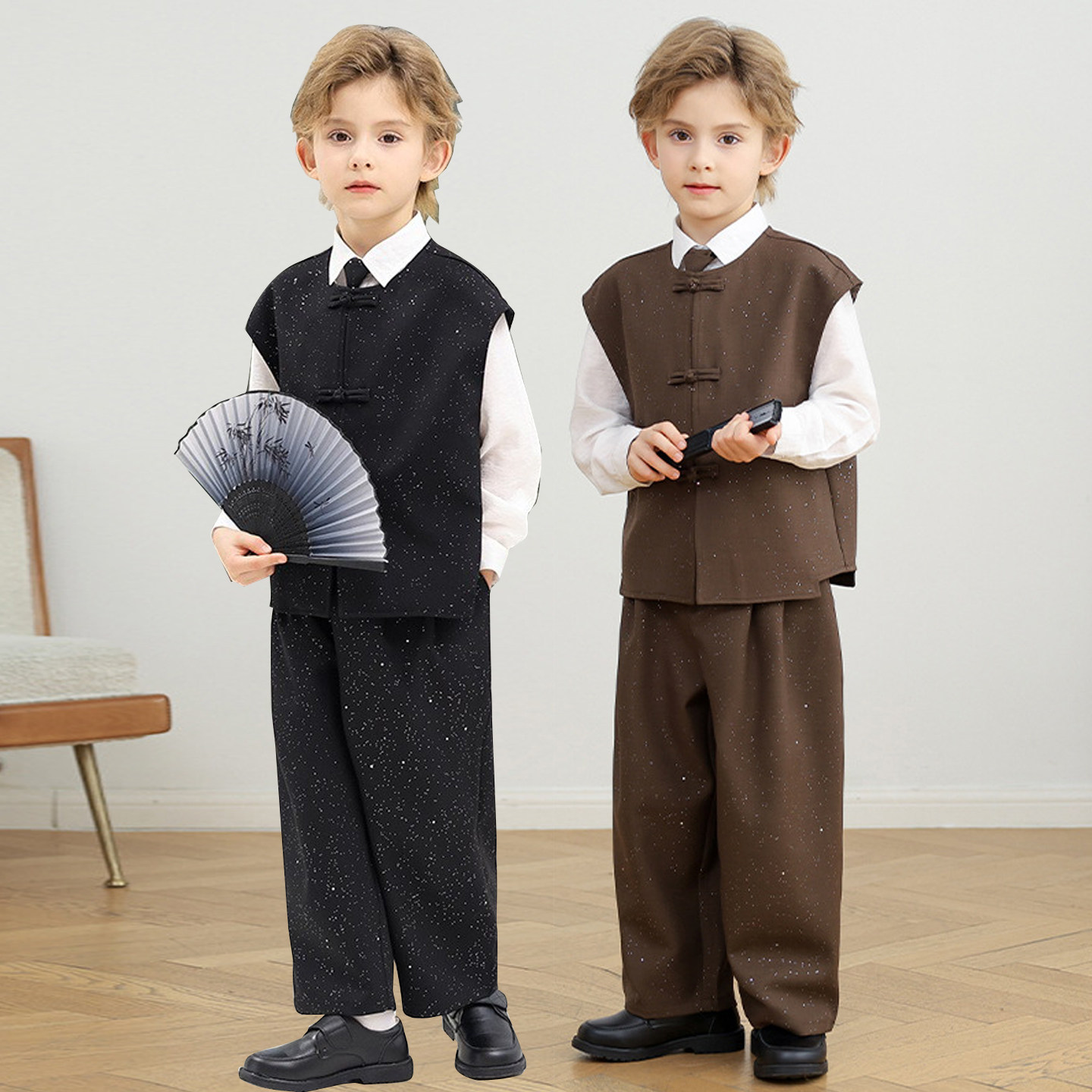 花童男童主持人礼服闪亮儿童西装马甲套装痞帅新中式国风演出服秋,童装/婴儿装/亲子装,西服/小西装,淘宝优惠券,粉丝福利购,淘宝优惠卷