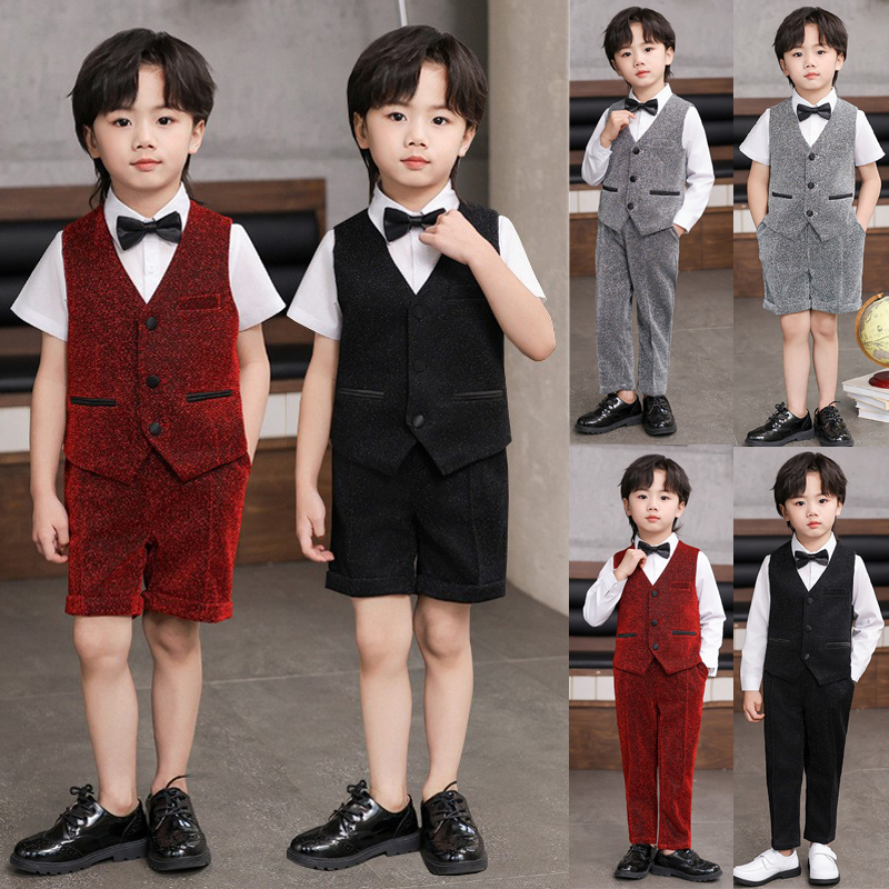 男童西装套装黑色帅气儿童演出服