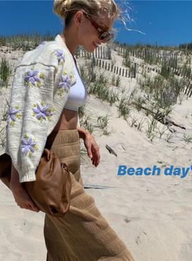 游园小公主tach vintage手工花朵针织开衫 明星同款 秋冬羊毛毛衣