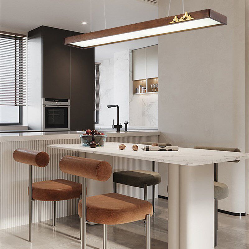 速发ft2教25年新台长条吊灯新中式实木吊顶灯办公室0室餐厅吧款灯