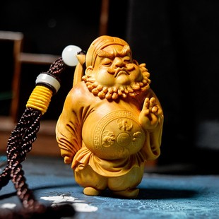 速发乐清小叶黄妖木雕送福钟馗人物降艺除魔一念之间手把件手工杨