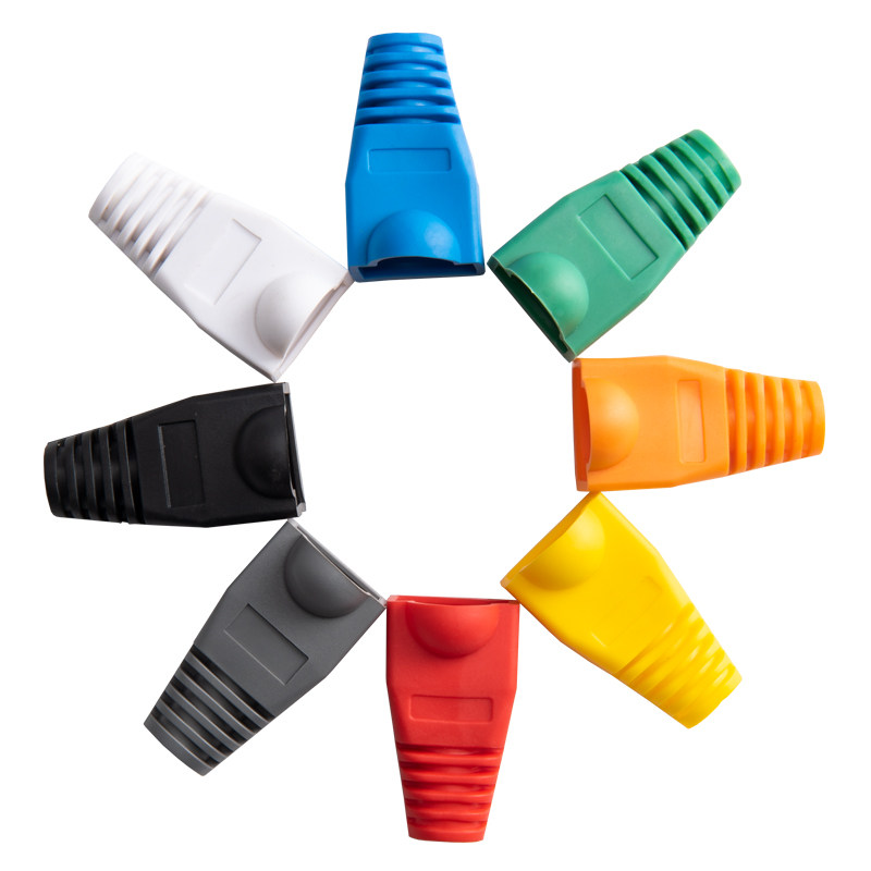 速发网络水晶头彩色护套R头4线网5水晶J护套保护套胶套超五类网线