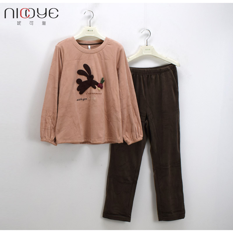 安之伴妮可雅睡衣秋冬女士海岛绒学生卡通可爱淑女宽松时尚家居服