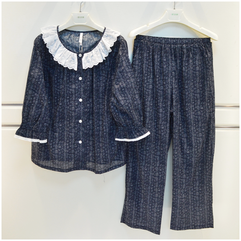 妮可雅睡衣2026春夏女士纯棉时尚个性圆领长袖长裤薄款舒适家居服