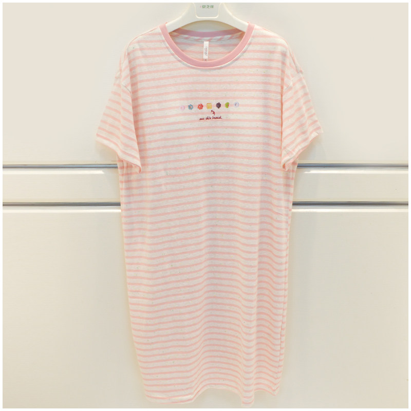 妮可雅睡衣夏季新款女士针织棉带胸垫可爱淑女学生睡裙舒适家居服