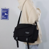 Сумка через плечо для отдыха, черная вместительная и большая сумка на одно плечо