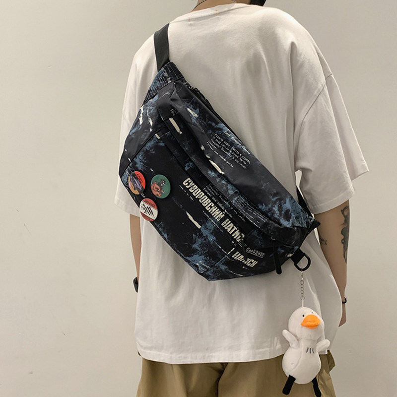 胸前平板包男士斜挎包迷彩帆布胸包男款休闲运动单肩男斜肩包男生