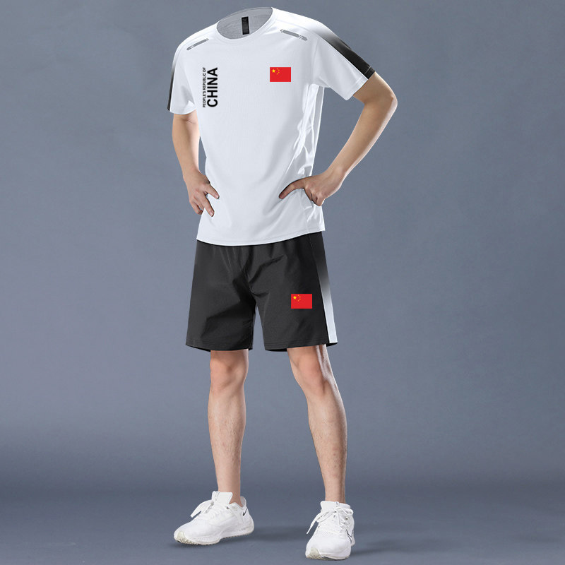 中国队速干运动套装男女夏季篮球运动服运动装短袖健身短裤跑步服