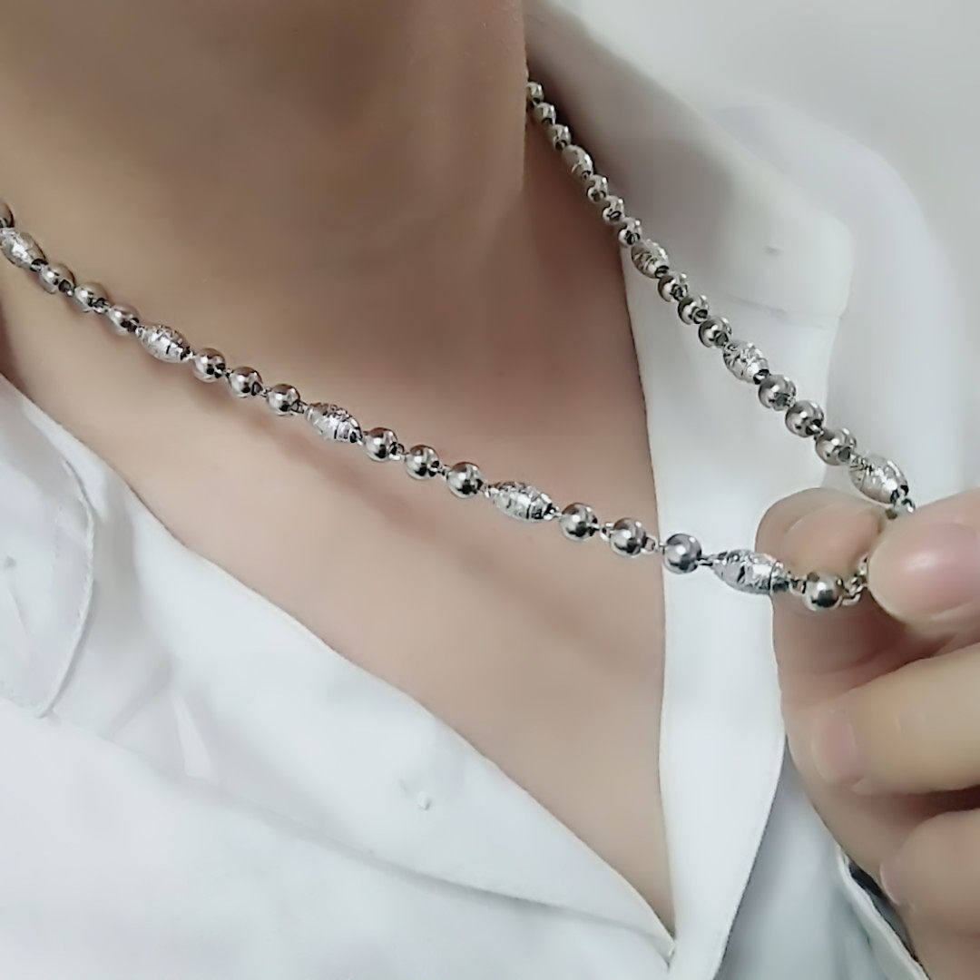 银项链男 纯银链999嘻哈99足银正品橄榄链潮男银链子霸气男士粗款