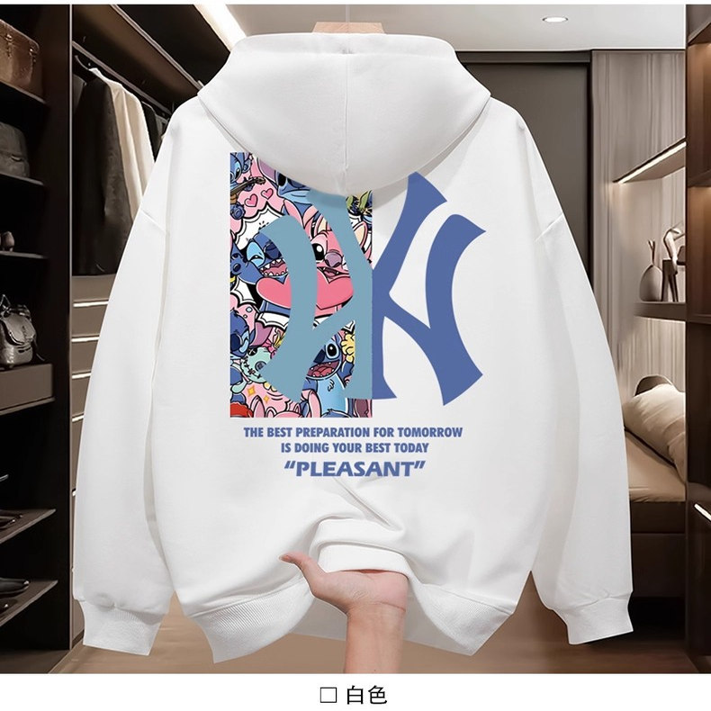 【史迪仔联名】连帽卫衣2025男士春秋季潮牌宽松情侣款卡通风上衣