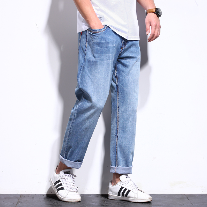 summer Thin section Straight leisure time Easy Jeans blue The fat Add fertilizer enlarge Large lengthen trousersin the Men's clothing, Jeans  category - from Buy2taobao.com to provide professional Taobao agent buy service