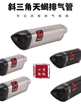 适用于Z900摩托车ninja400 KTM390 GSX250改装斜三角天蝎排气管
