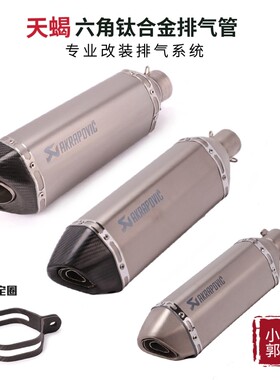 摩托车适用川崎ninja250 400 赛 追600 R3 6改装天蝎钛合金排气管