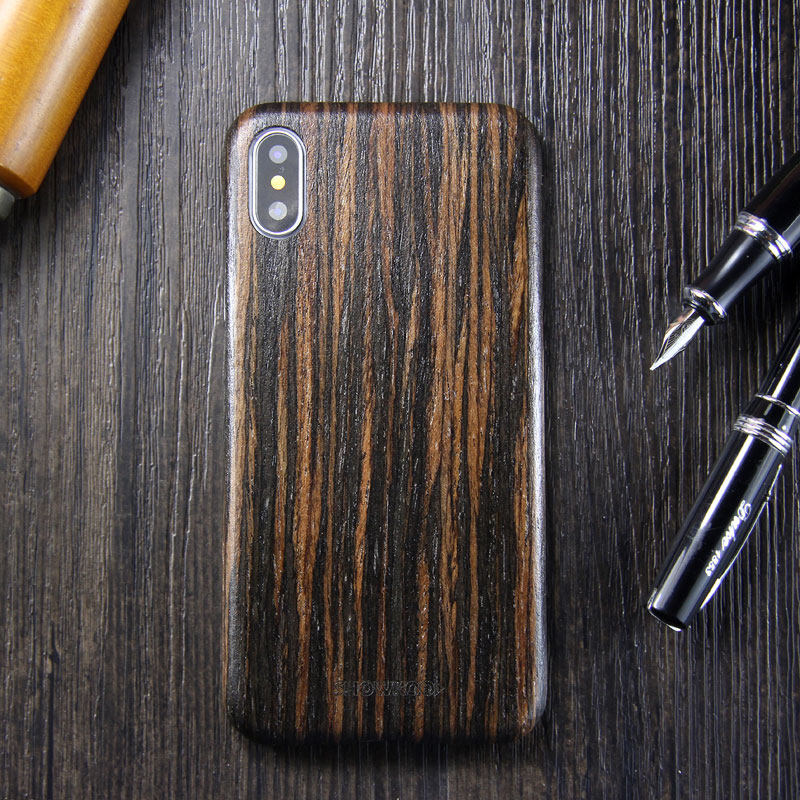 SHOWKOO Kevlar Natural Wood Ultra Slim Case Cover for Apple iPhone X
