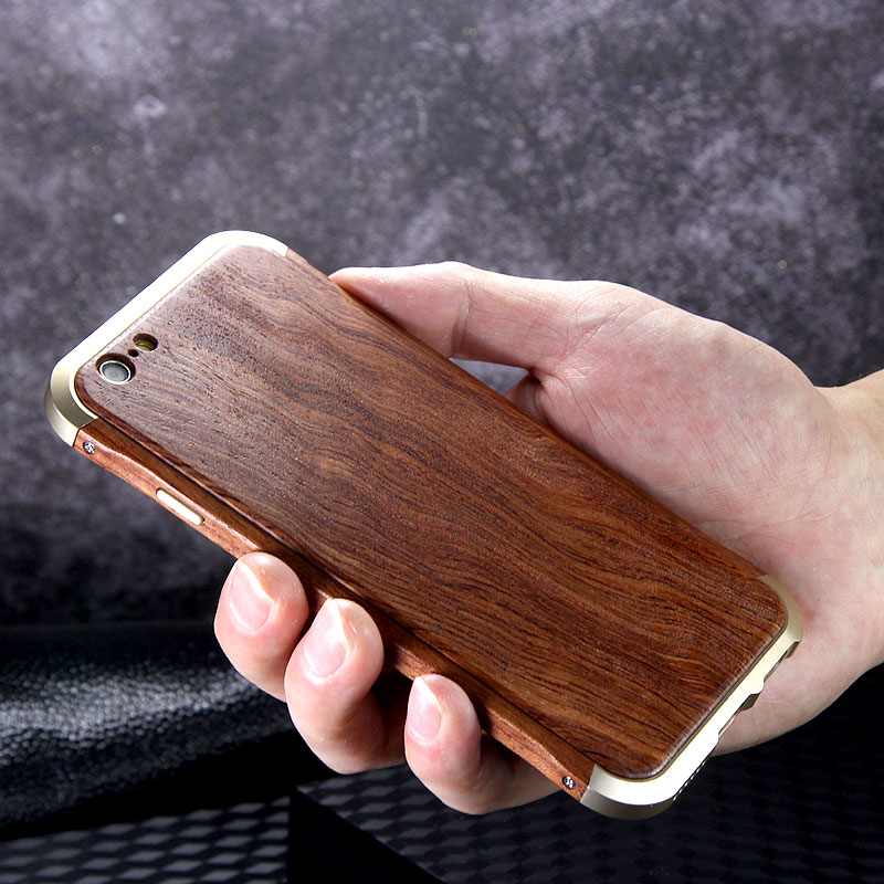 iy Rosewood Aluminum Metal Frame Wood Bumper Wooden Back Case Cover for Apple iPhone 6S Plus/6 Plus & iPhone 6S/6