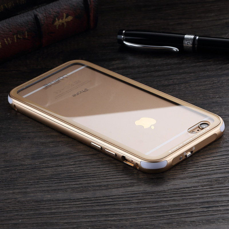 Luphie iGlass Airframe Aluminum Bumper Air Barrier Tempered Glass Back Case Cover for Apple iPhone 6S/6 & iPhone 6S Plus/6 Plus