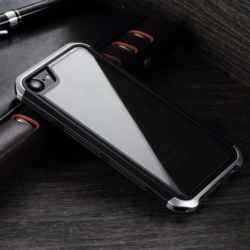 Luphie Nunchaku Airframe Metal Frame Air Barrier Tempered Glass Back Case Cover for Apple iPhone 6S/6 & iPhone 6S Plus/6 Plus