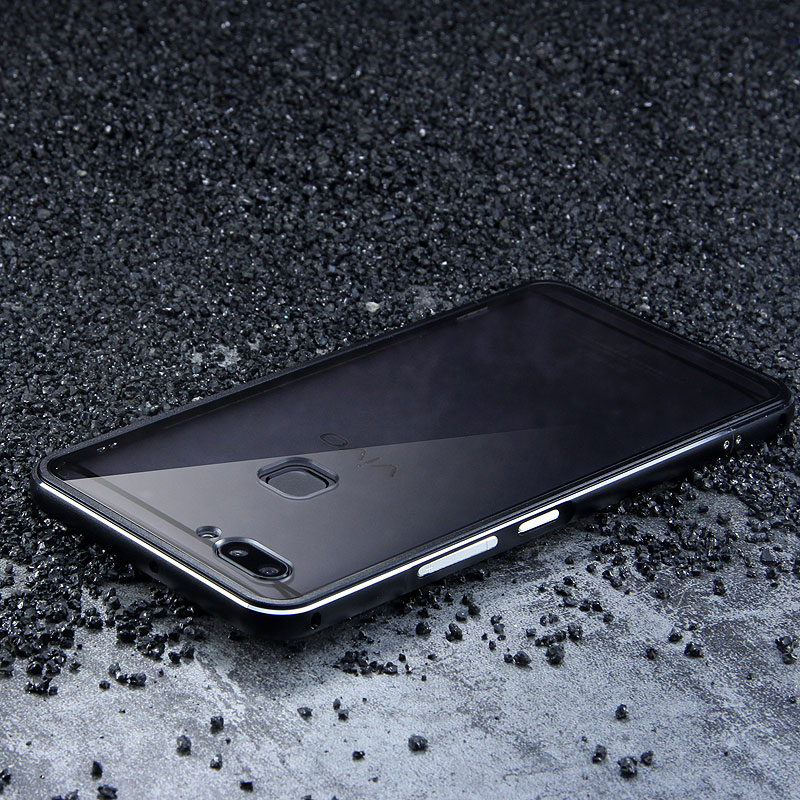 iy Bicolor Aurora Aluminum Metal Bumper Scratch Resistant Transparent PC Case Cover for vivo X20 Plus & vivo X20