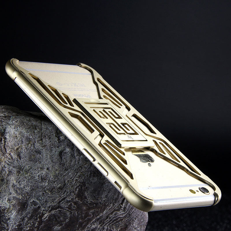 iy Metror Butterfly Aluminum Shell Shockproof Aerospace Metal Case Cover with Kickstand for iPhone 6S Plus & iPhone 6S