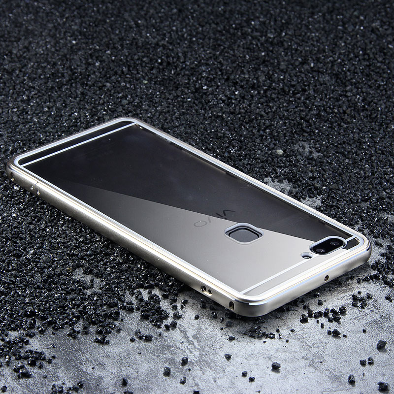 iy Bicolor Aurora Aluminum Metal Bumper Scratch Resistant Transparent PC Case Cover for vivo X20 Plus & vivo X20