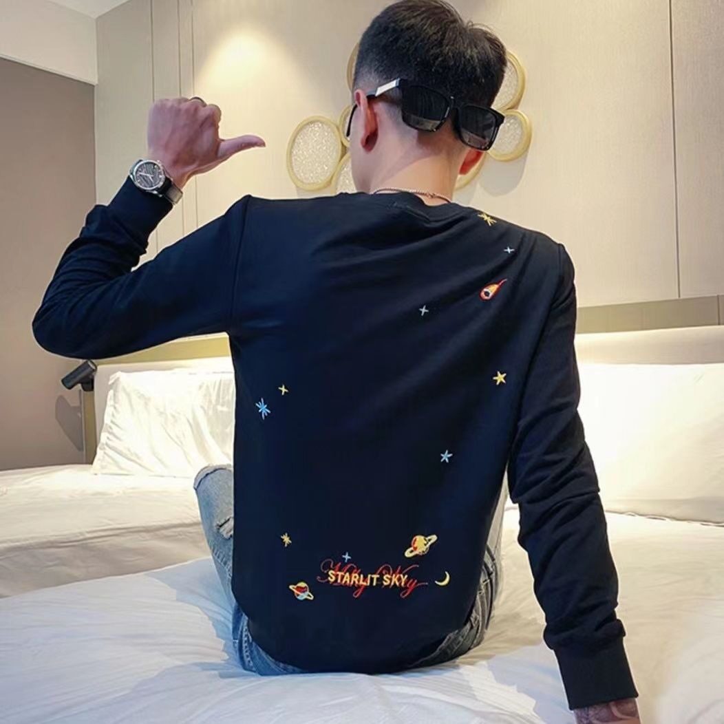 秋季白色卫衣男韩版潮流男士春秋装外套修身网红衣服长袖上衣美观